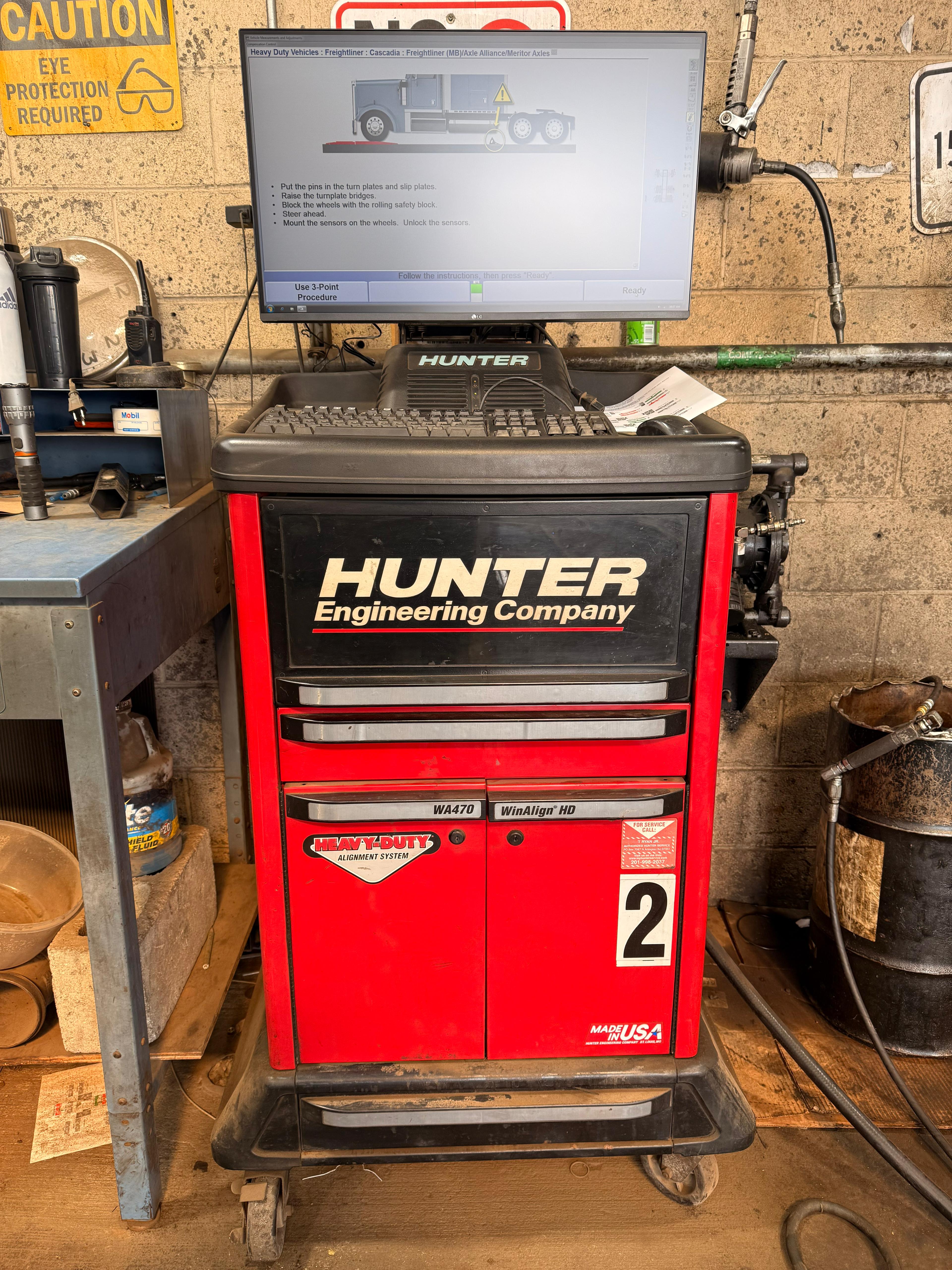 Heavy-duty truck service work supporting alignment and repair needs
